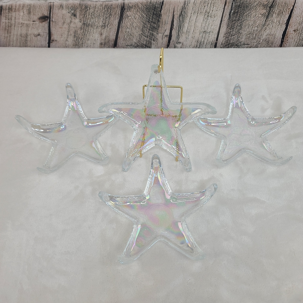 Akcam (4) Vintage Iridescent Starfish Appetizer/Tidbit Dishes Handmade in Turkey - Picture 4 of 17